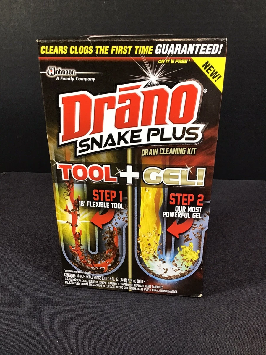 Drano Tool and Gel Drain Clog Remover and Cleaner with Snake Plus Tool 18”  16oz