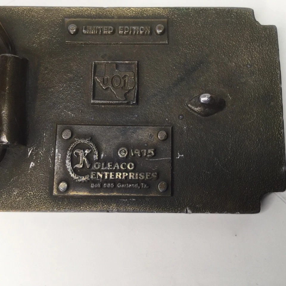 Koleaco Enterprizes 1975 Texas Hebilla ~ Edición Limitada U01 ~ Cinturón de Cuero Raro Foto 4 de 4