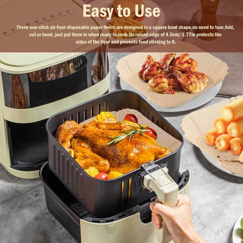Air Fryer Liners 100/200pcs Disposable Parchment Paper Liner Non Stick Food US Air Fryer Liners 100/200pcs Disposable Parchment Paper Liner Non Stick Food US
