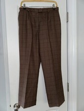 Pendleton 100% Virgin Wool Plaid Lined Pants Brown/Tan/Red USA Made sz 8