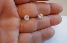 925 STERLING SILVER ROUND SHAPE STUD EARRINGS W/ 1.10 CT LAB CREATED DIAMONDS 
