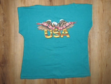 VTG 1982 Holoubek Harley Davidson USA Teal Boatneck Bald Eagle Logo Sz Large