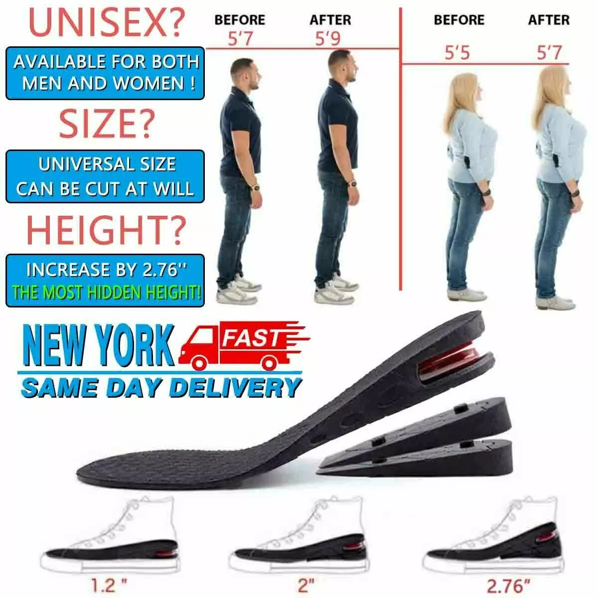 Mens store height insoles