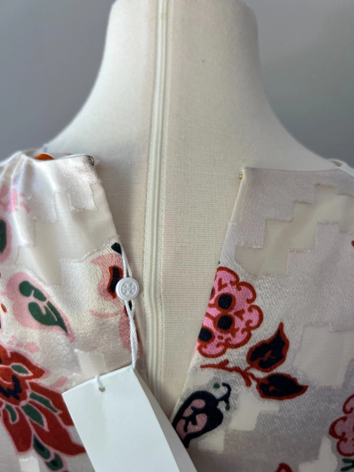 $548 TORY BURCH ABITO TUBINO BURNOUT IN SETA AVORIO MONTAGNA PAISLEY TAGLIA 12