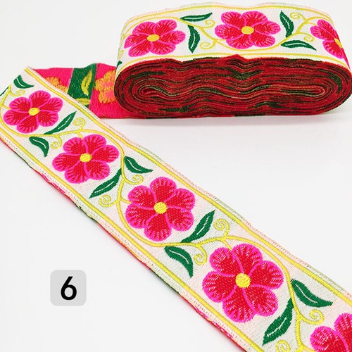 7 Yards Vintage Floral Embroidered Jacquard Ribbon Trim braid Lace Fringe Crafts - Picture 10 of 40
