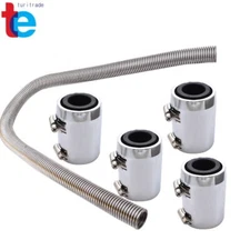 Universal 48" Stainless Steel Radiator Flexible Coolant Water Hose with Caps Kit