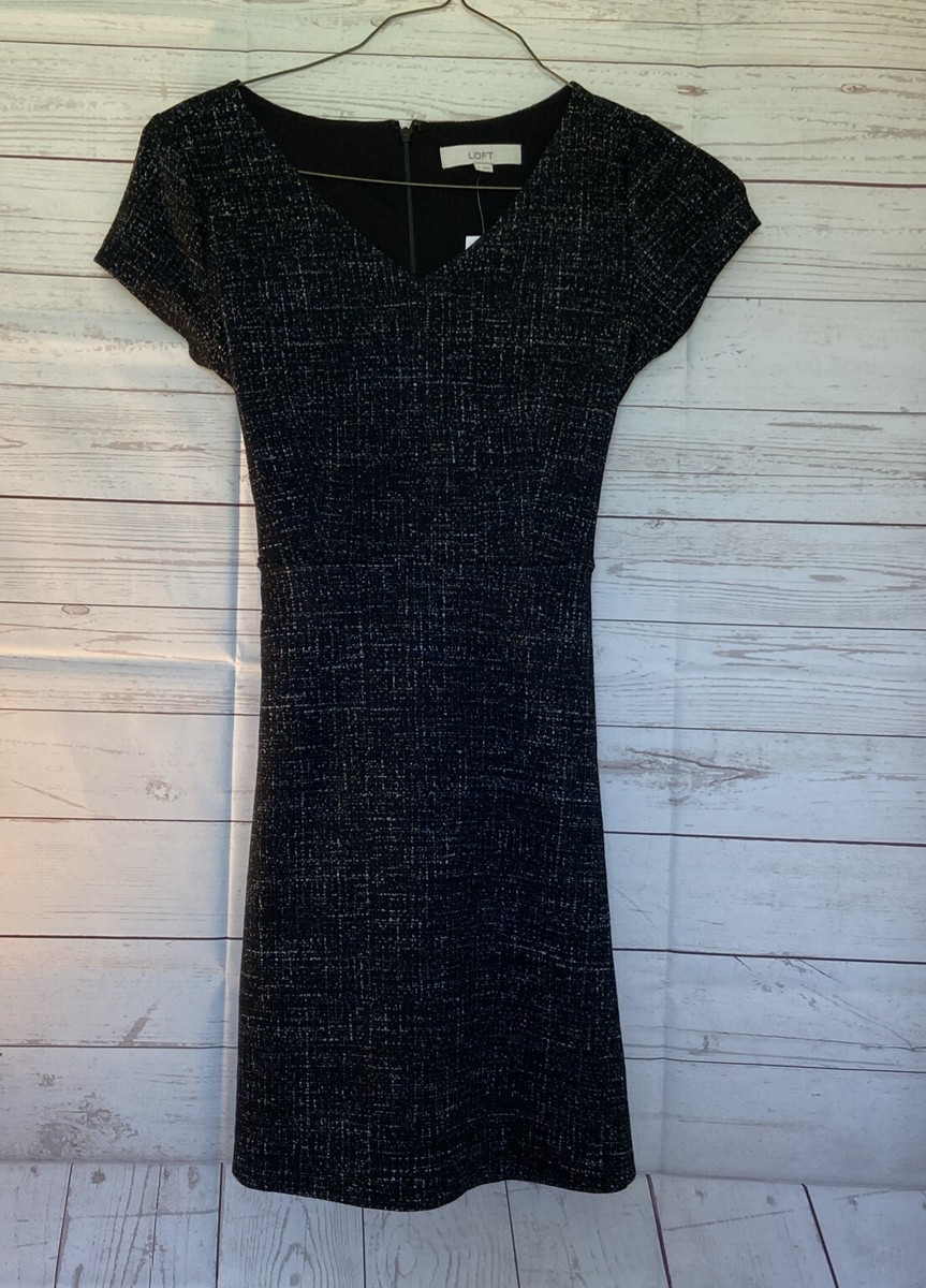 taylor black tie back mini dress Ann LOFT Womens 4 Sheath NWT Multi Flecked Stretch Womens dresses
