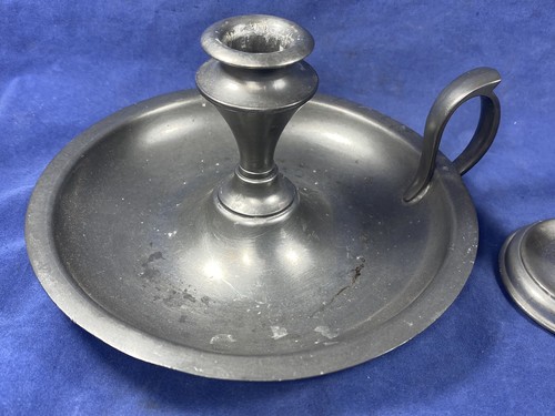 Vintage Royal Holland Pewter Chamber Candle Holder & Single Candlestick - Picture 2 of 11