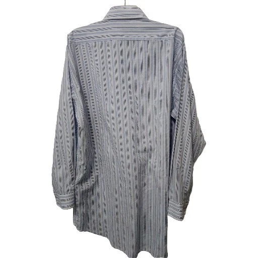  Camisa a Rayas OLEG CASSINI Para Hombres Azul Blanco 17 1/2 36 Botones Delanteros Manga Larga  Foto 2 de 4