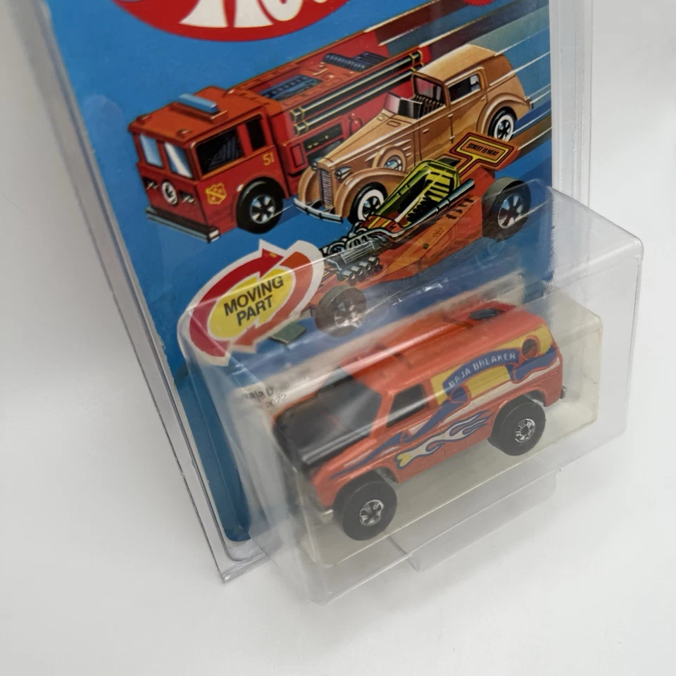 Furgoneta naranja Hot Wheels Baja Breaker 1982 vintage con llamas Mattel No. MOC 2022 Foto 4 de 4