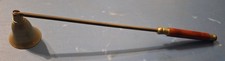 Vintage Solid Brass Bell with Red Wood Handle - Hinged Candle Snuffer