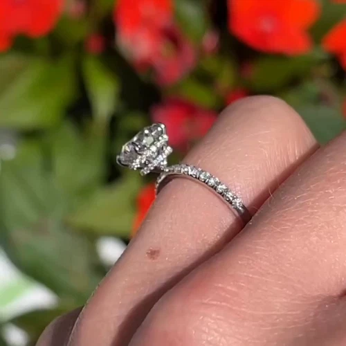 Double Hidden Halo 1.89ct Round Cut Moissanite Proposal Ring 14k White Gold Over