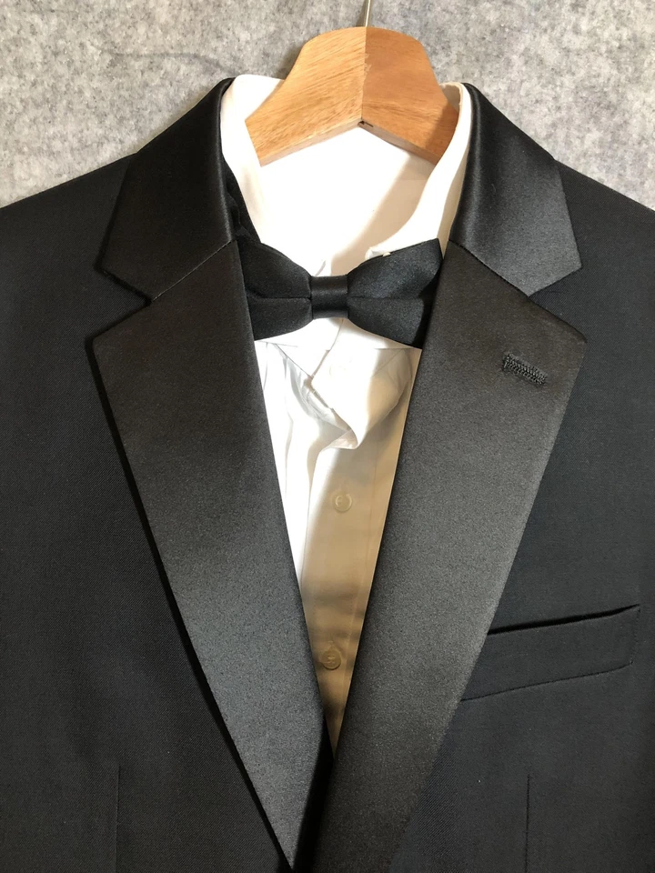 Traje de Esmoquin Izod Para Hombres 40R Dos Piezas Chaqueta Pantalones 34R Borde Satinado Clásico Formal Foto 2 de 4