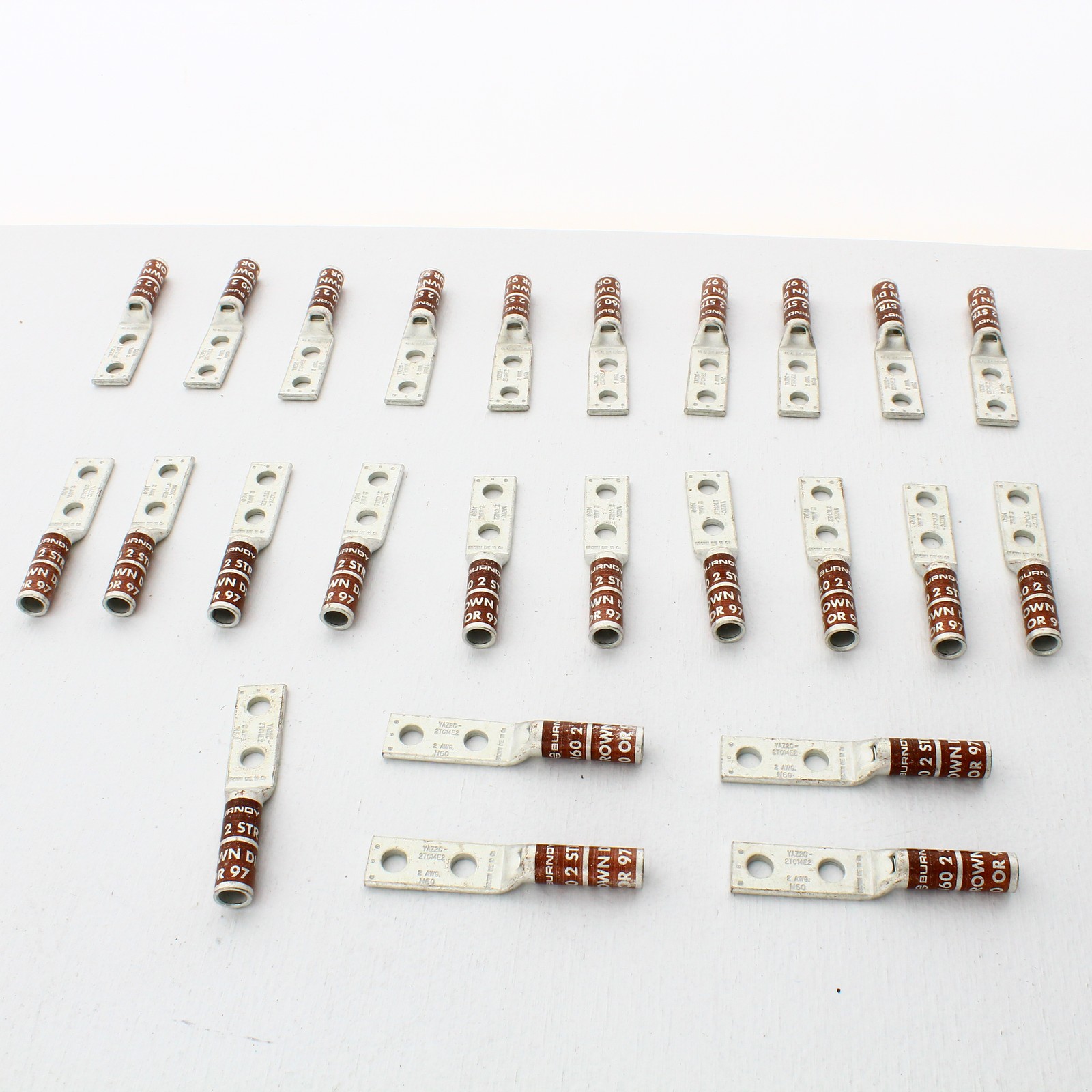 25 Hubbell Bonding Grounding Compression Lugs 2AWG 1/4" Holes Brown #10 HGBL02DA