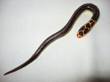 VINTAGE DISCOVERY STORE WOOD SNAKE CHRISTMAS ORNAMENT 6 1/4"