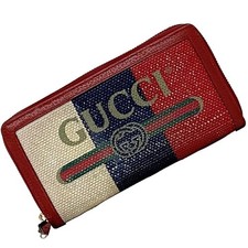 Gucci Eco22586 Sherry Linen Leather Wallet AB Used 19cm