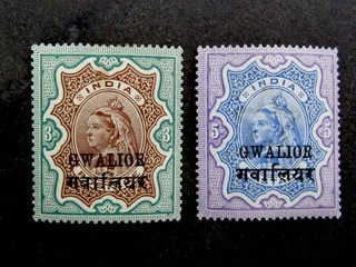 nystamps British Indian States Gwalior Stamp # 27 28 Mint OG H Y22y1126