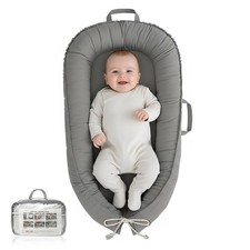 Baby Lounger - Infant for Newborn 0-24 Months, Pure Cotton Misty Gray