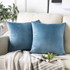  Pack of 2 Velvet Decorative Throw Decorative Pillow 20" x 20" (Pack of 2) Blue