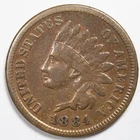 1884 Indian Head Penny Cent Fine+ (F+)