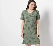 Denim & Co. Regular French Terry Crystal Wash Tie-Dye T-Shirt Dress Size S