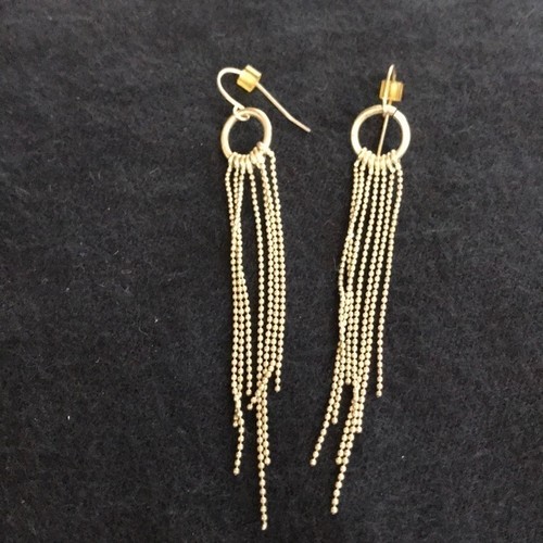Silver dangling chain fringe tassel graceful dainty drop earrings