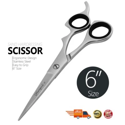 HARYALI Scissors Haircut Salon STAINLESS STEEL 6" Barber Hairdressing Shears Finger Rest