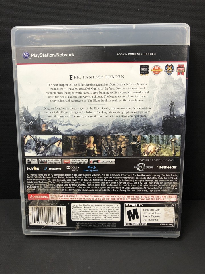 The Elder Scrolls V Skyrim Sony PlayStation 3, 2011 Game PS3 Complete ...