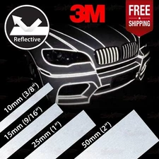 3/8" 9/16" 1" 2" Waterproof REFLECTIVE Adhesive 3M Vinyl Tape Decal SILVER WHITE