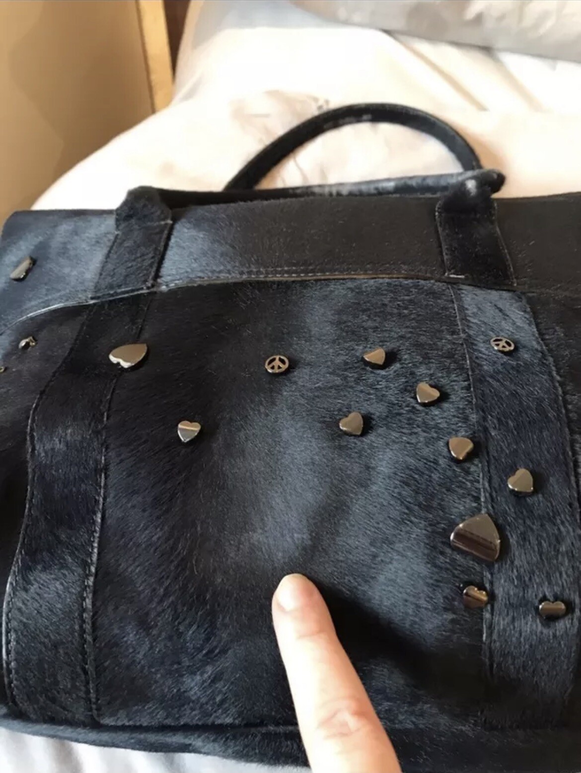 Rare Ltd Ed Mulberry Peace And Love Bayswater - Midnight Calf Hair image 10