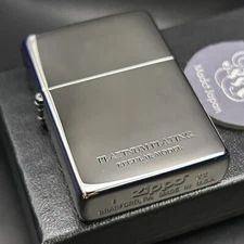 Zippo Regular Case Titanium Platinum Etching Brass Oil Lighter Japan New