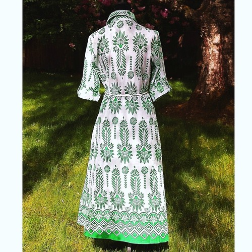 100% Cotton Maxi Shirt Dress Boho Button Down Floral Print Lightweight - S - Picture 3 of 10