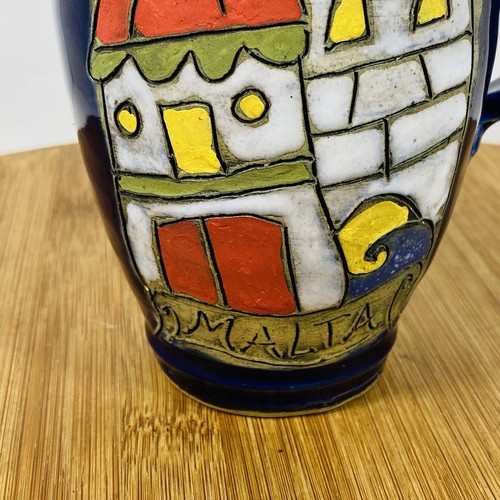 Vintage Handmade/ Painted Malta Pottery Mug 5” Tall - Picture 2 of 9