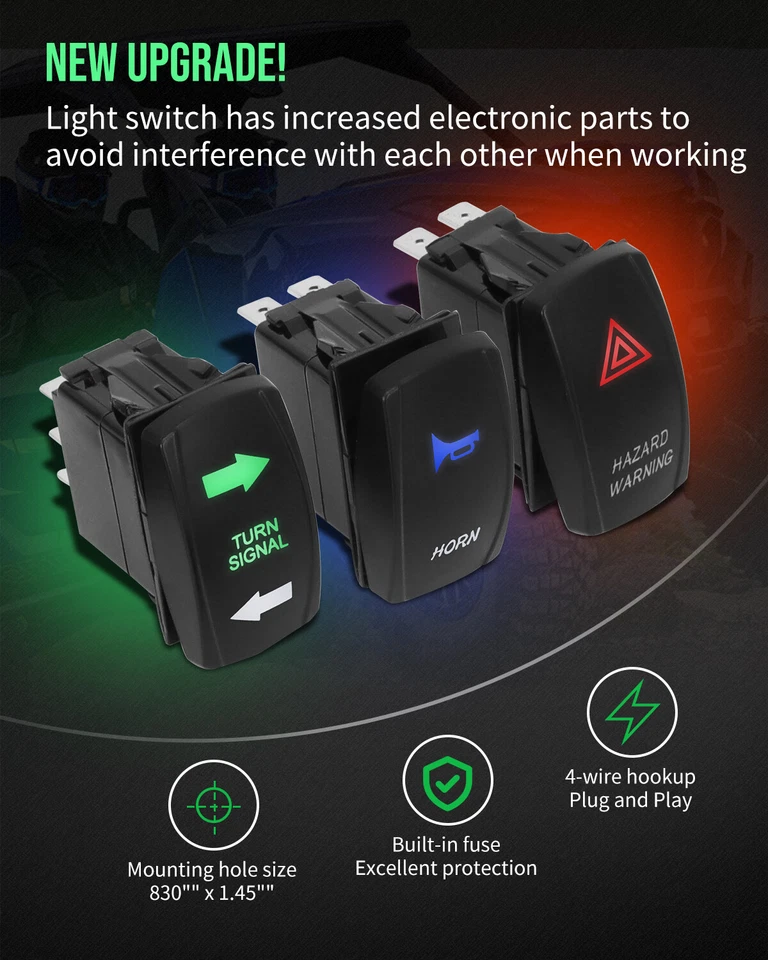Universal for Polaris RZR UTV Turn Signal Horn Street Legal Kit w/Rocker Switch - Image 2 of 4