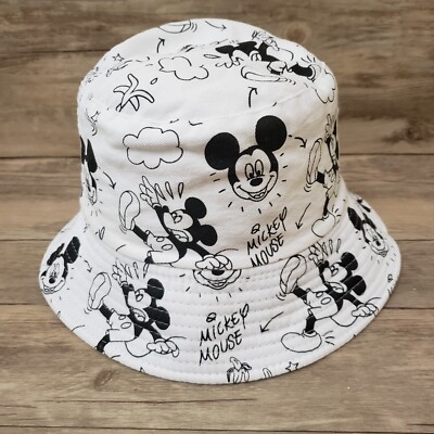 Disney White Mickey Mouse Reversible Bucket Hat with Classic Character Print Mickey Mouse Bucket Hat Cap Reversible Small Size 55 cm  main image 3