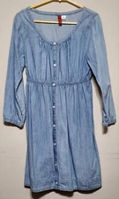 Divided by H&M Women's Blue Button Up Dress Long Sleeve - Size 4