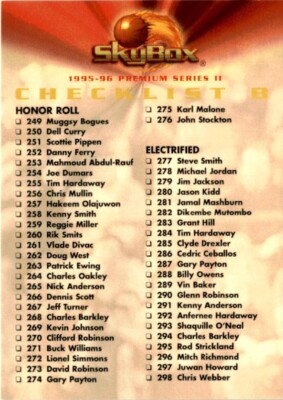 1995-96 SkyBox Premium #300 Checklist B: 249-300 and Inserts Basketball Card
