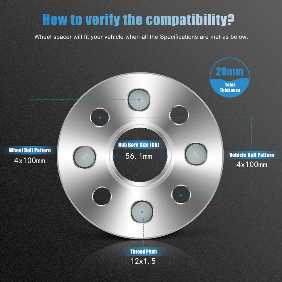 (2) Espaciadores de rueda centrados en el cubo 4x100 20 mm para Honda Civic Acura Integra Mitsubishi Foto 2 de 4
