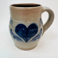 Rowe Pottery Works Handcrafted Salt Glazed Heart Mug 1993 Cambridge Wis  Vintage