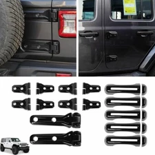 30PCS Black Door Tailgate Hinge Handle Trim Decor Cover Fit 18+ Jeep Wrangler JL