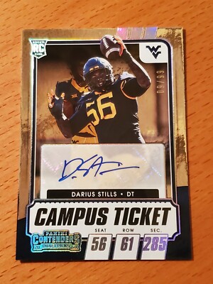 2021 Contenders Campus Ticket Darius Stills West Virginia Rookie Auto #'d 9/99