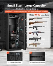 10-12 Gun Safe Rifle Pistol Cabinet Quick Access Digital Lock w/ Racks
