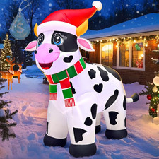 5.6FT Christmas Inflatables Outdoor Decorations Inflatable Cow Farm Animals, Bui