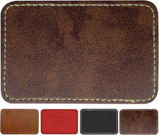 Laserable Dark Brown Leatherette Hat Patches Iron-On Blank Rectangle Faux Leathe
