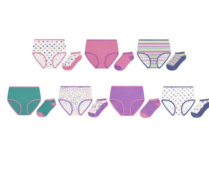 Wonder Nation Girls Perfect Pairs 7 Briefs and 7 Socks Size Large 4-10