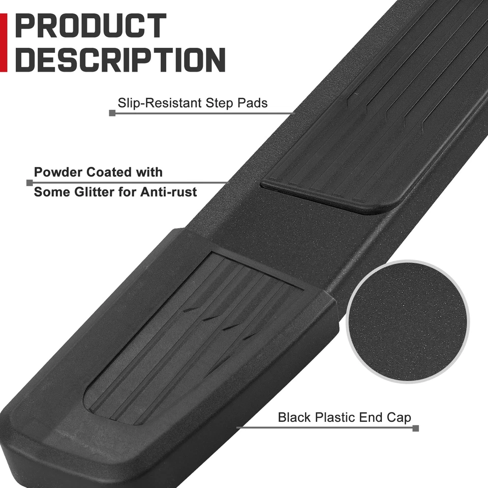 For 19-26 Silverado/Sierra Crew Cab 6" Black Step Board Running Board Nerf Bar S Foto 4 de 4