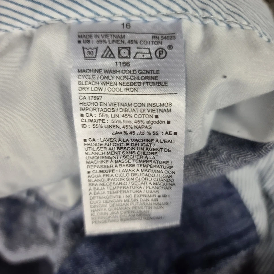 Pantalones Cortos de Mezcla de Lino para Mujer 16 Azul Cambray Antiguo Azul Marino Todos los Días Verano 38x5.5 Foto 3 de 4