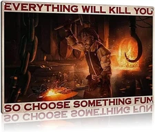 Vintage Metal Tin Sign Blacksmith Aluminum Wall Art Decor 8x12