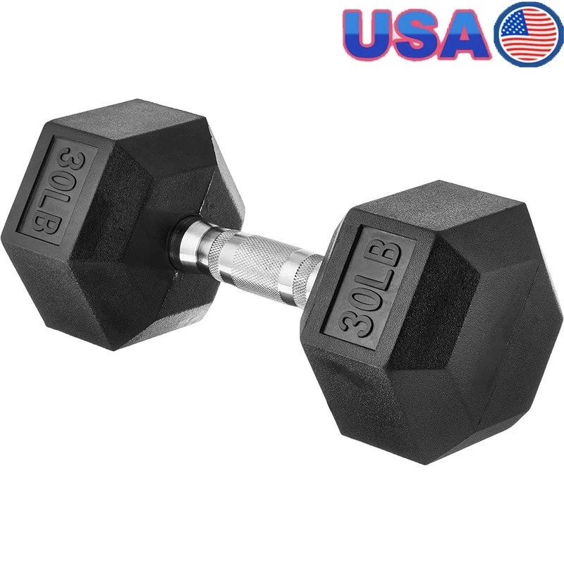 Rubber Hex Dumbbell Hand Weight Non Slip Grip Hexagon Design Dumbbell