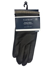 Club Room Men's Medium Snap Leather Cashmere Lined Tech Tip Gloves Brown NWT